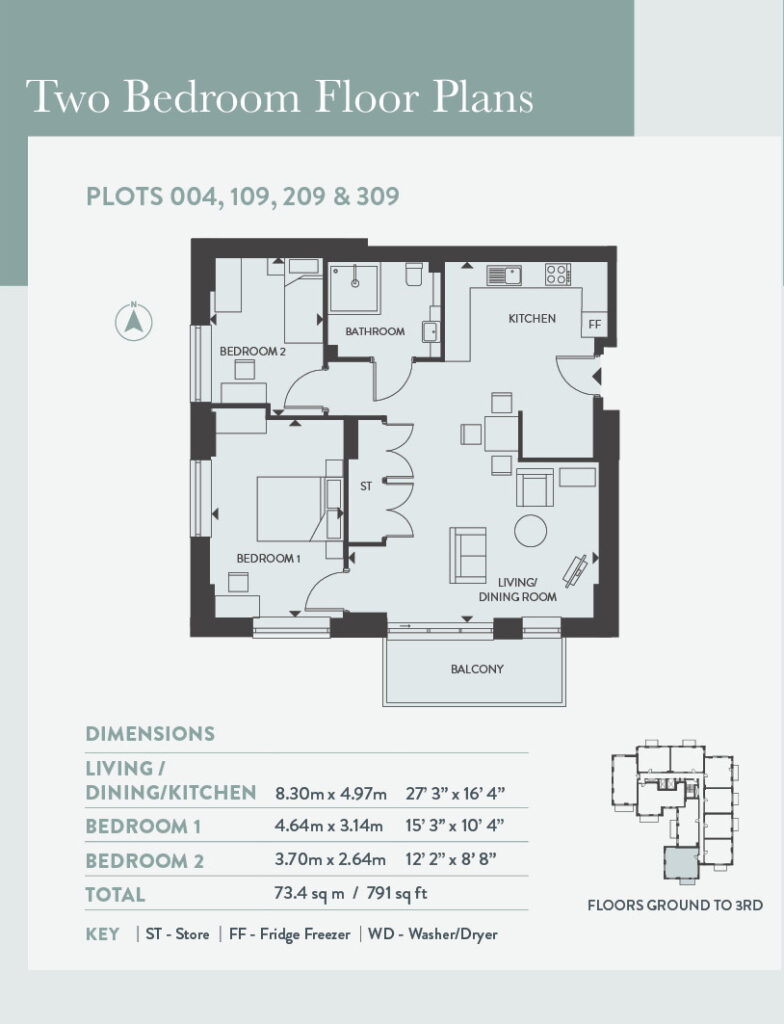 Image of two bed floor plan