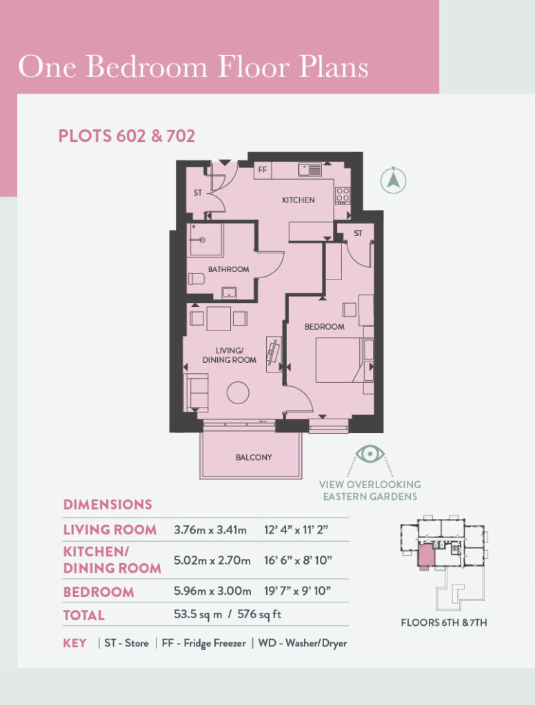Image of one bed floor plan